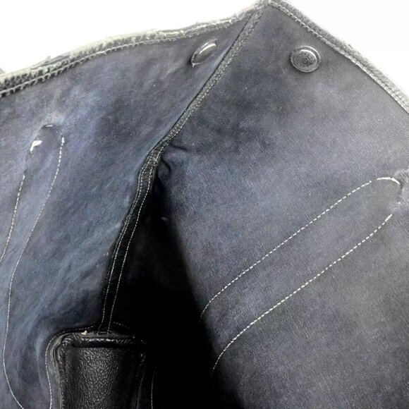 HERMES Logo Garden File 37 Hand Tote Bag Canvas Leather Black Silver 69FA285 - Picture 5 of 16